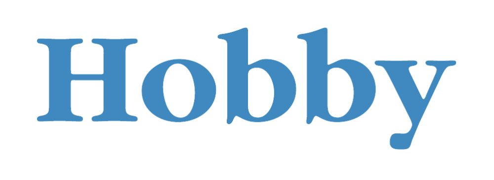 Hobby Schriftzug in blauer Typografie auf hellem Hintergrund